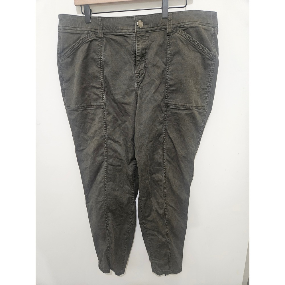 Lane Bryant Olive Green Lace Up Ankle Utility Pants Womens 18 Stretch Tapered